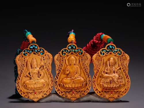 , old.chinese set three holy Buddha on a green pineSpecifica...