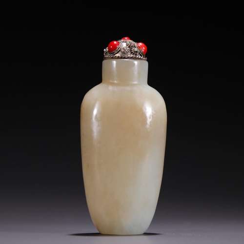 Old hetian jade, element face snuff bottlesSpecification: hi...