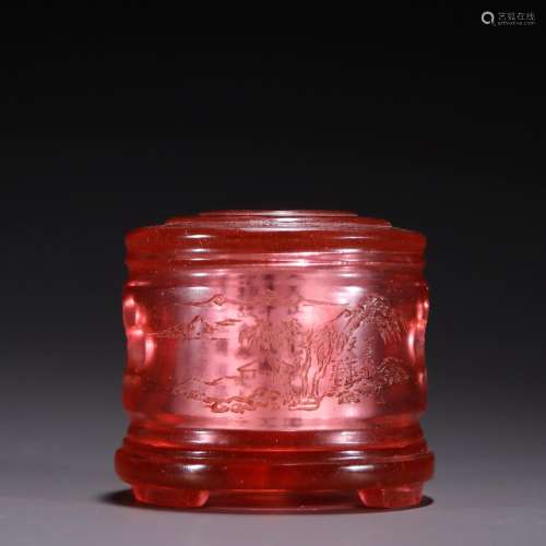 , coloured glaze with silver verse BanZhi match red coloured...