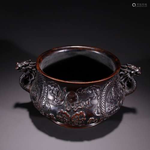 Old cupreous embryo dragon ear incense burnerSpecification: ...