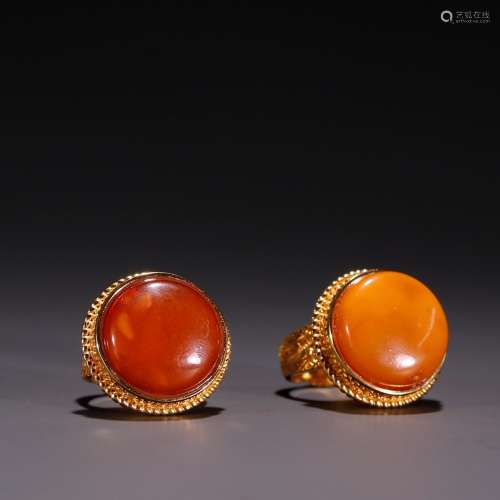 Beeswax BanZhi pair of plated with goldSpecification: single...
