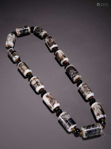 Hetian jade, black barrel bead necklaceSpecification: X3.1 b...