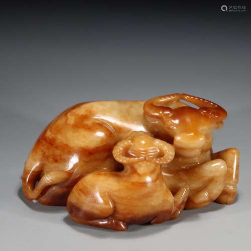 Son: hetian jade cow furnishing articlesSpecification: 15.8 ...