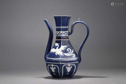 : blue and white grain ewer17 ㎝ long, wide 12.4 ㎝, high 23.7...