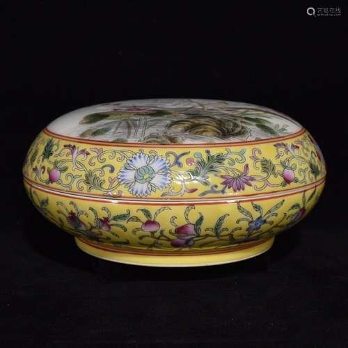 Egrets grain powder enamel lotus fruit box, 8.5 x 19,