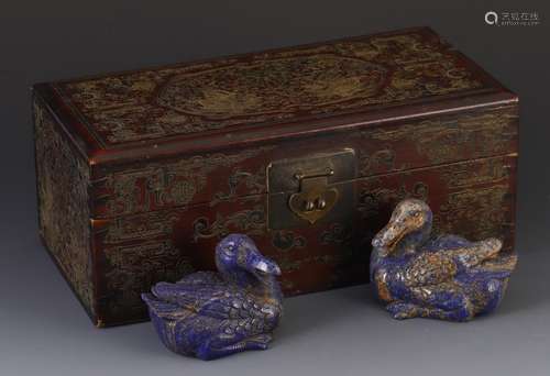 , lapis lazuli duck furnishing articles of a coupleSize, 6.8...