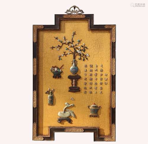 Cloisonne hanging panel:Size: 158 cm high, 95 cm long, 4 cm ...