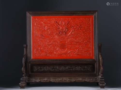 : carved lacquerware dragon plaqueSize: high 54 cm, 57 cm wi...