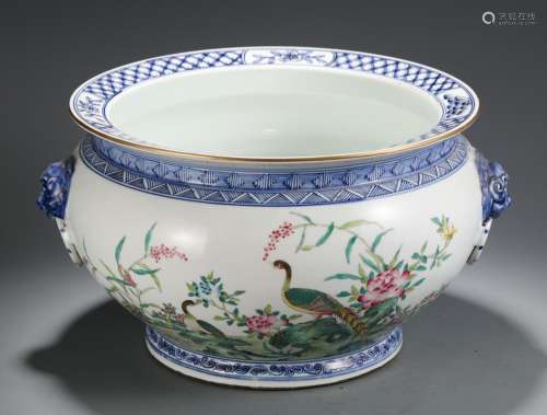 Blue and white powder enamel, basinSize, high and 38.5 cm in...