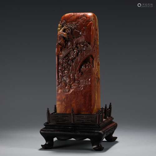 , chicken blood stone carvingsSize, high 18.4 6.5 6.5 cm wid...