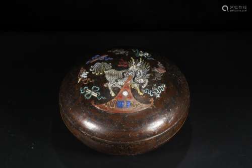 lacquer cover box, 29 cm in diameter 15 cm high weighs 1218 ...