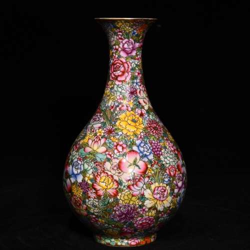 Pastel gold base flower okho spring bottle, high 18 10 diame...