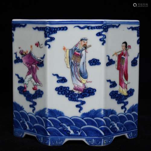 Blue and white enamel the eight immortals character lines ei...