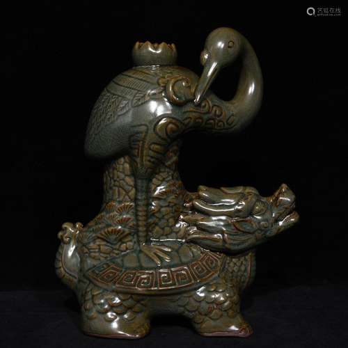 Longquan celadon god beast cranes lamp 28.5 x24