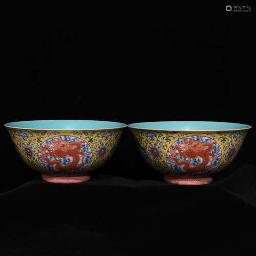 8.2 x17.5 pastel longfeng green-splashed bowls