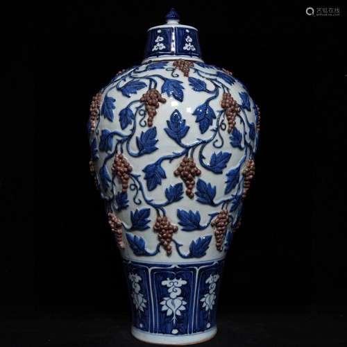 Blue and white youligong grape grain mei bottle of 50 x30 ca...