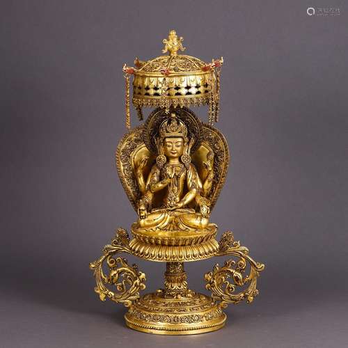 , copper Buddha statueSize, length and width 16 high 48 cm w...