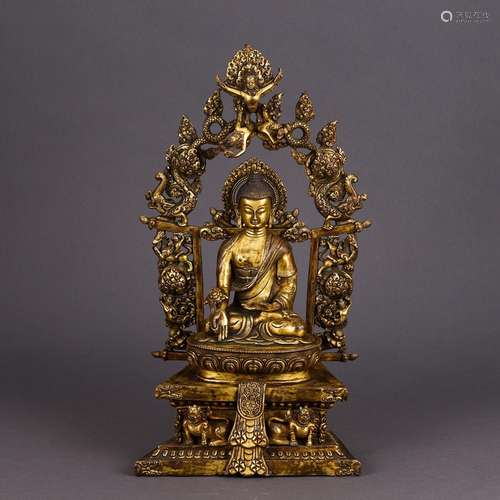 , the copper mine loader gold Buddha43 cm size, length and w...