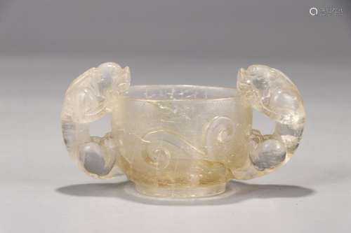 Longnu crystal cup, ""Long and 12.5 cm wide and 6....