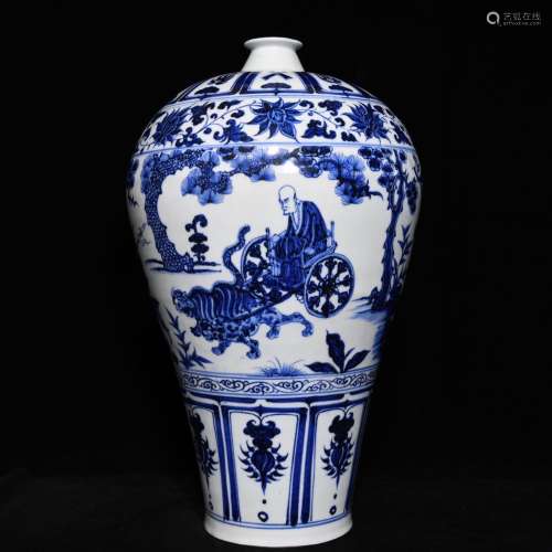 Blue and white figure mei bottles of 42 x26cm guiguzi down t...