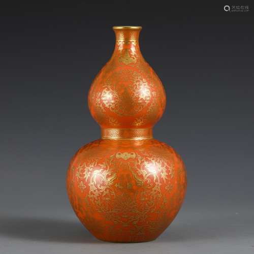, red glaze colour flower bottle gourdSize, 26.7 diameter of...