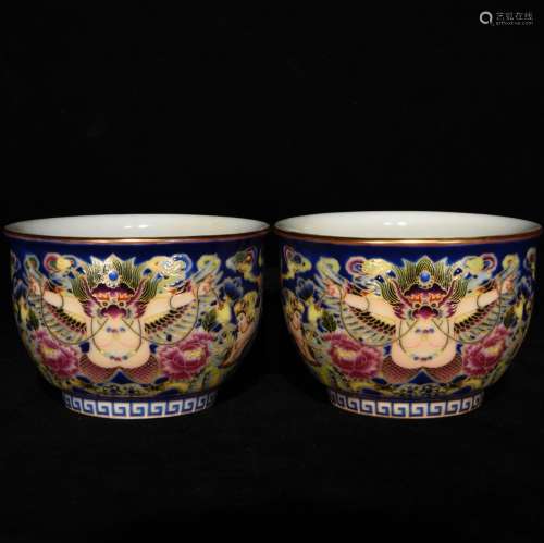 Enamel color card figure story lines cup, 5.5 x 8,