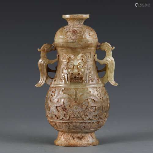 , ancient jade beast grain bottleSize, wide 21.5 12.5 6.7 cm...