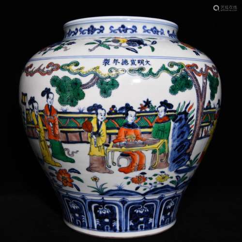 Stories of blue and white color grain tank x33.5 33.5 cm