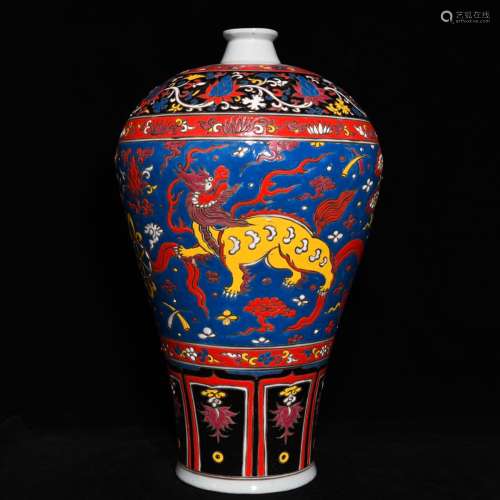 43.5 x26cm colorful lion roll silk plum bottle