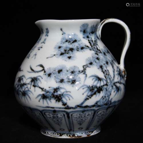 Blue and white shochiku MeiWen flower watering pot 13.8 x15c...
