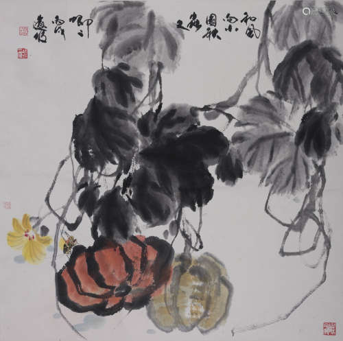 邓远坡(b.1955)  和风向小园 设色纸本  镜心