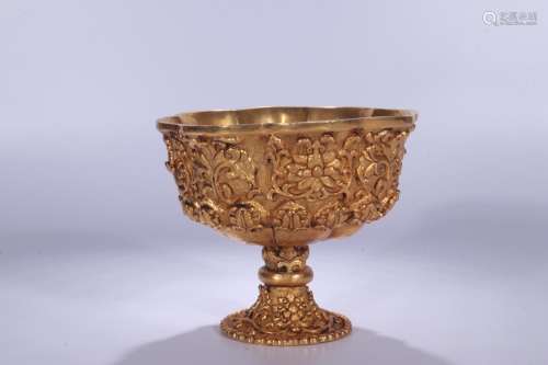 : gold flower grain cupSize: 12.6 cm diameter of 14.5 cm wei...