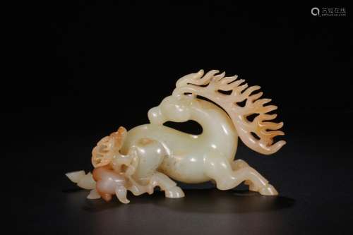 Son: ancient jade doe carvingsSize: 7.5 cm wide and 14.5 x 4...