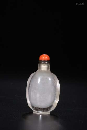 The crystal snuff bottleSize: 6.3 cm wide and 3.5 x 2.6 cm w...