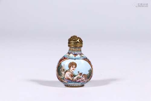 : "" copper foetus enamel western character snuff ...