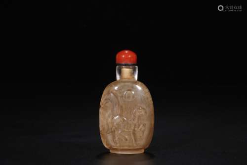 Horse: crystal snuff bottleSize: 7.7 cm high 4.1 x 2.2 cm wi...