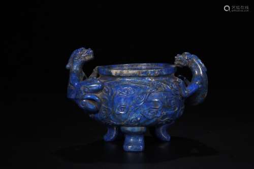 : lapis lazuli longnu WenXiangLuSize: 10.7 cm high 15.6 cm w...