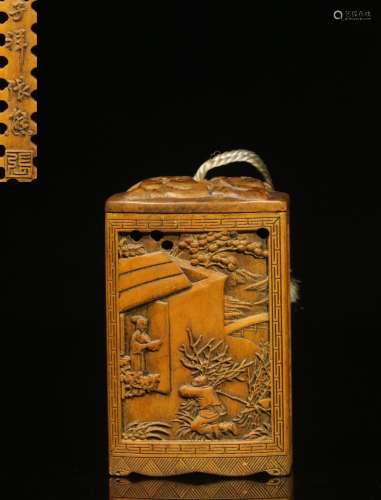 Paragraph. "zhang xiong" boxwood carving character...
