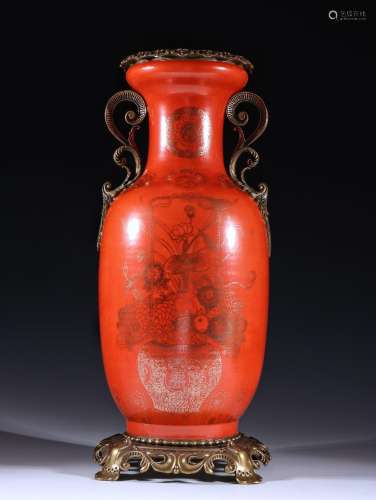 The coral copper red glaze for figure with bottleSpecificati...