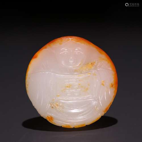 : hetian jade seed material carving the lad annunciation han...