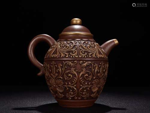 - old yixing purple sand "lotus flower" tea POTSSp...