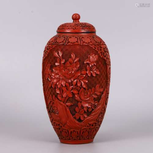 Carved lacquerware, flower potSize, diameter 13.5 high 28 cm...