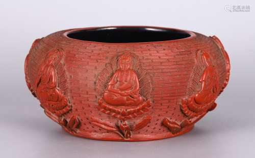 Bowl, carved lacquerware BuddhaIt is 9 cm long size, 19 weig...
