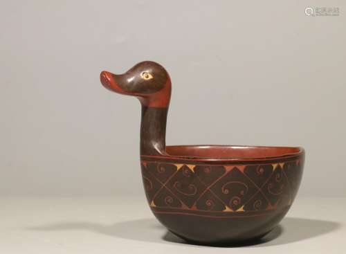 .Hemp fetal lacquer hand-painted fine grain duck shape cups ...