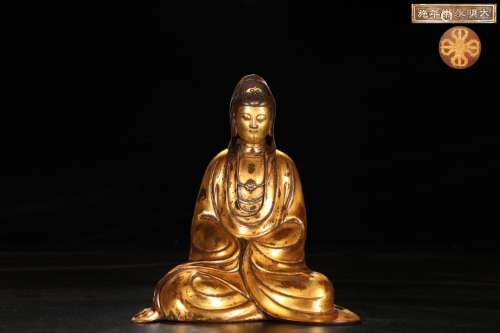 Precision casting copper foetus guanyin cave of gold element...