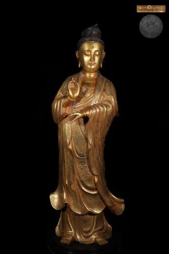 Precision casting copper foetus guanyin stands resemble gold...