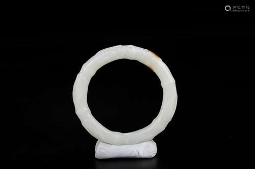 , hotan jade bamboo grain braceletsSize: 5.7 cm inner diamet...