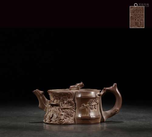 Art in potPoetic stump pot rong-xiang Size 16.3 cm long, 8.2...