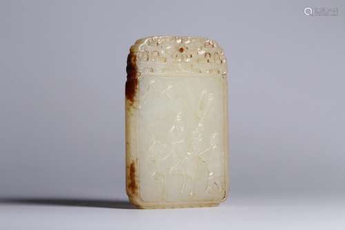 : hetian jade in the narrative poems4 CM thick 0.8 CM long a...