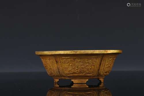 : copper and gold YingXiWen hai bowl10 cm high 12.5 cm width...
